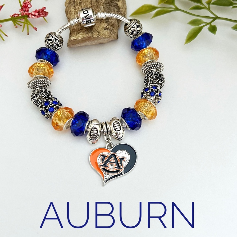COPY - Auburn College Rhinestone Charm Bracelet NEW